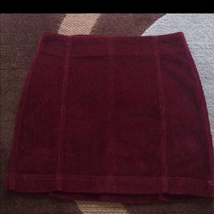 maroon suede skirt
